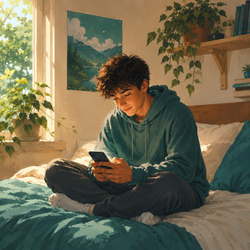 Adolescente con celular